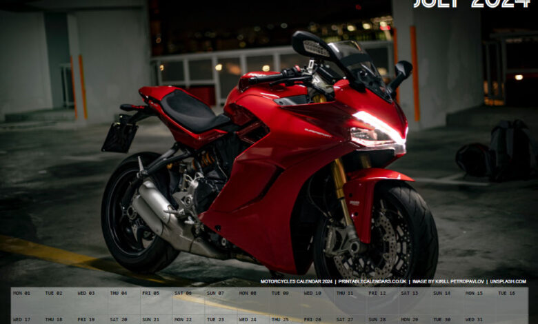 07 - Motorcycles Calendar - July 2024