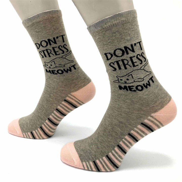 Don’t Stress Meowt Socks – Size 4 – 8