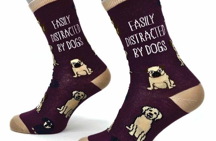 Easily Distracted By Dogs Socks - Size 4 - 8