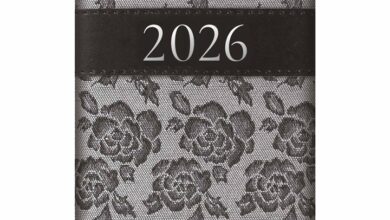 Grey Embroidered Roses A7 Diary 2026
