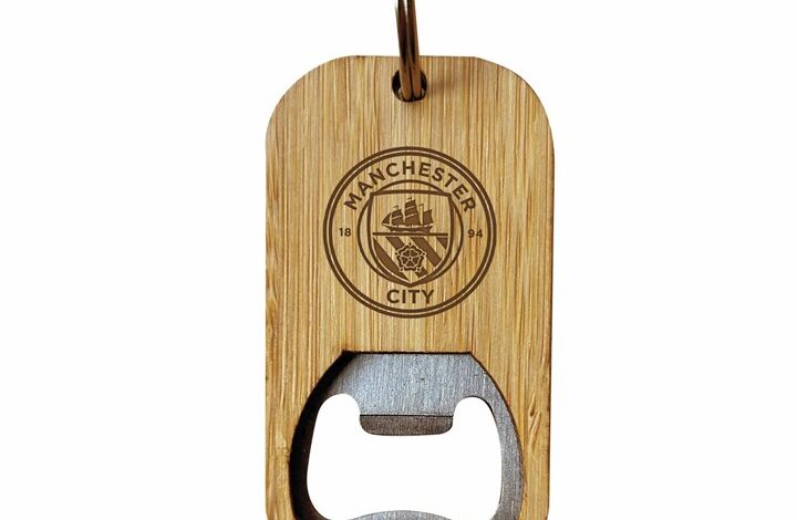 Manchester City FC Bamboo Keyring Bottle Opener
