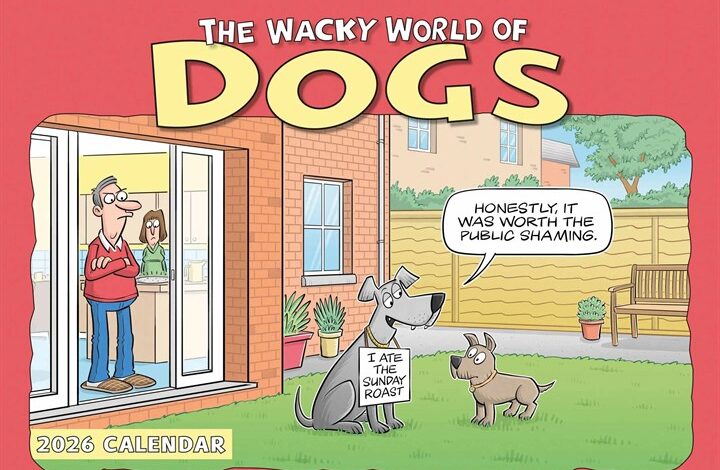 Wacky World of Dogs A4 Calendar 2026
