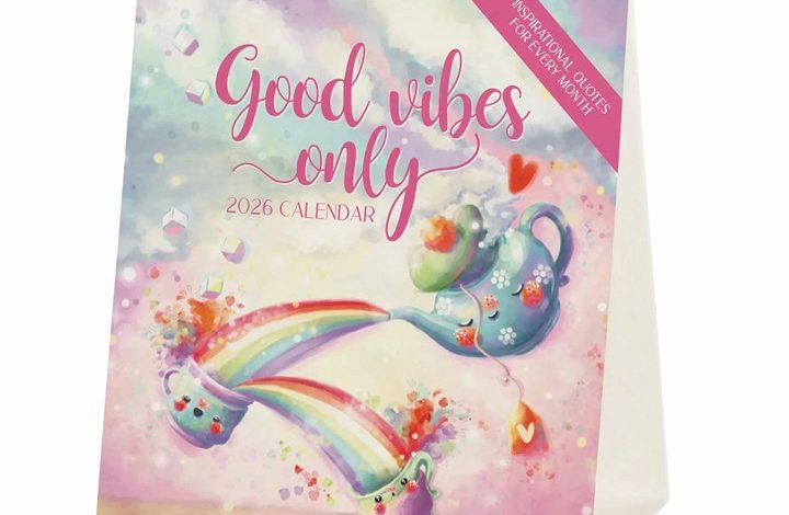 Good Vibes Only Easel Desk Calendar 2026