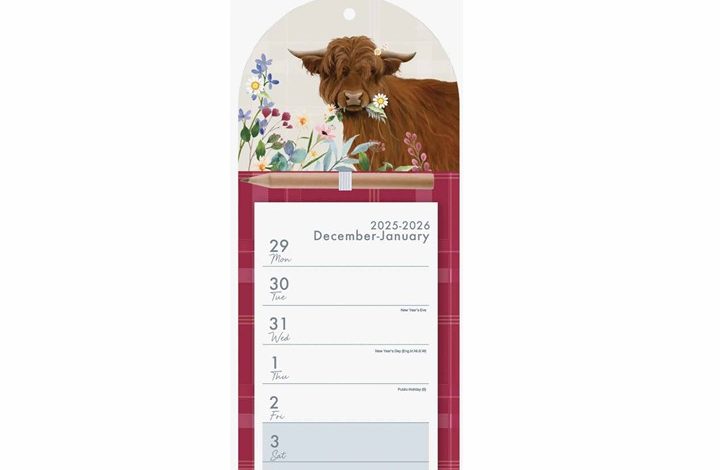 Highland Cows Magnetic Calendar 2026