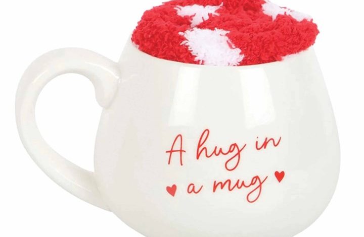 Hug in a Mug Heart Mug and Socks Set