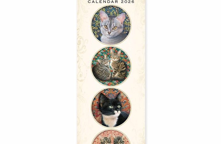 Ivory Cats Slim Calendar 2026