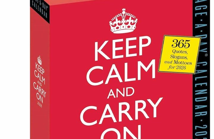 Keep Calm And Carry On Desk Calendar 2026