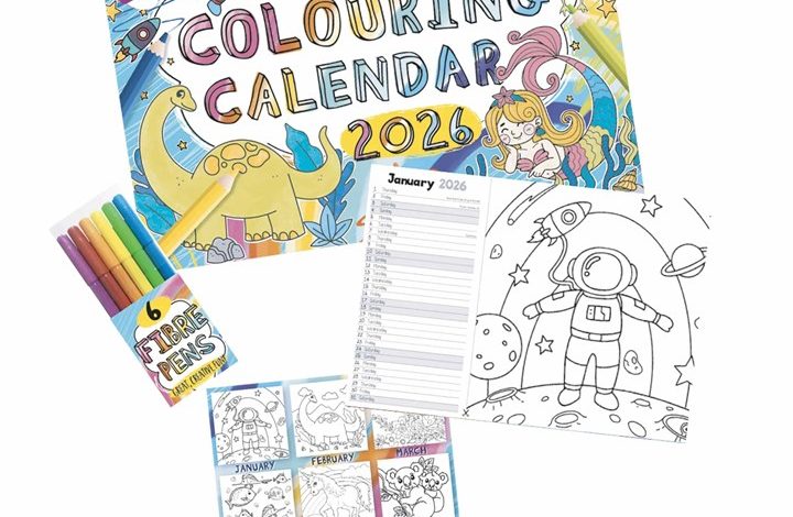Kids Colouring A4 Calendar 2026