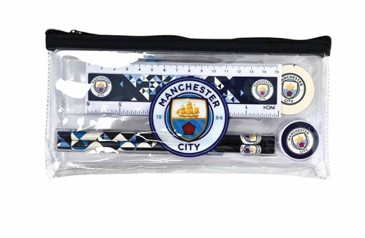 Manchester City FC Clear Pencil Case Stationery Set