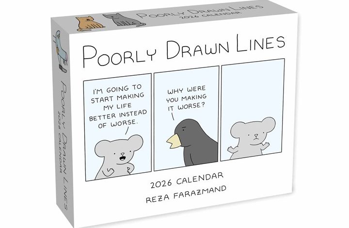 Poorly Drawn Lines Desk Calendar 2026