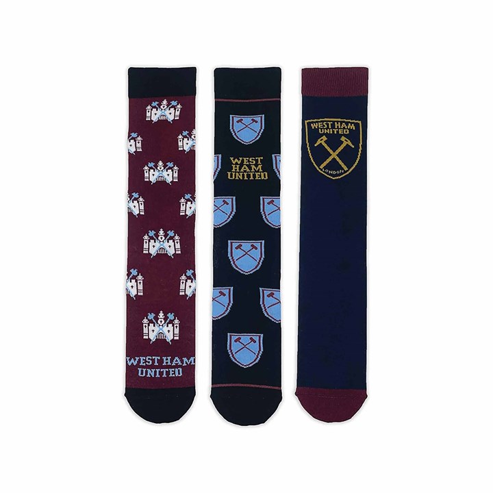 West Ham United FC 3 Pack Dress Socks – Size 6 – 11