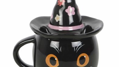 Witches Cat Mug with Lid