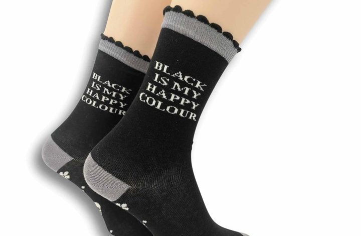 Black is my Happy Colour Socks - Size 4 - 8