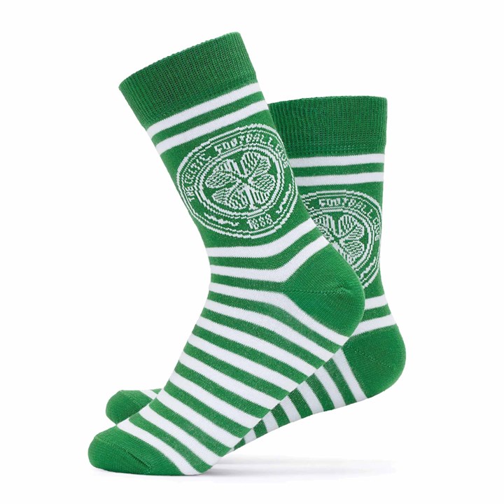 Celtic FC Crest Striped Socks – Size 7 – 11