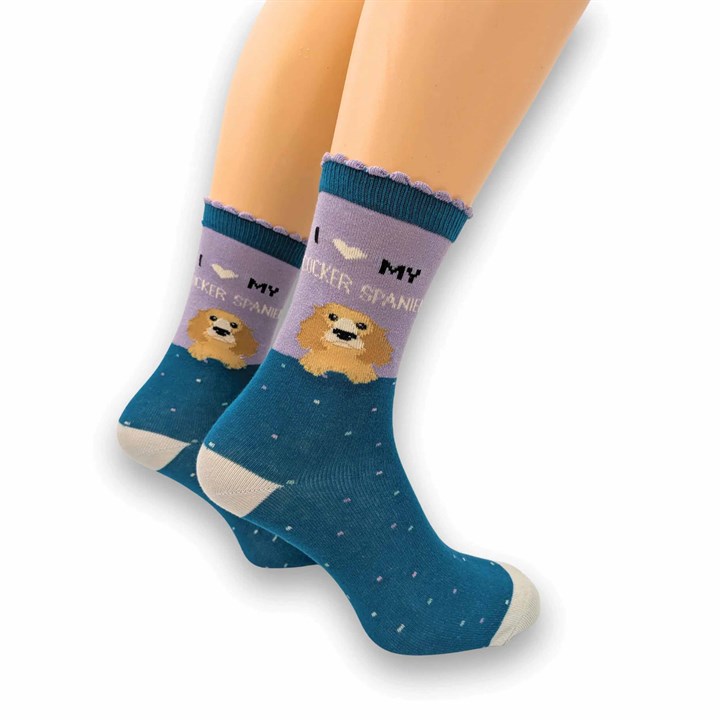 I Heart My Cocker Spaniel Socks – Size 4 – 8