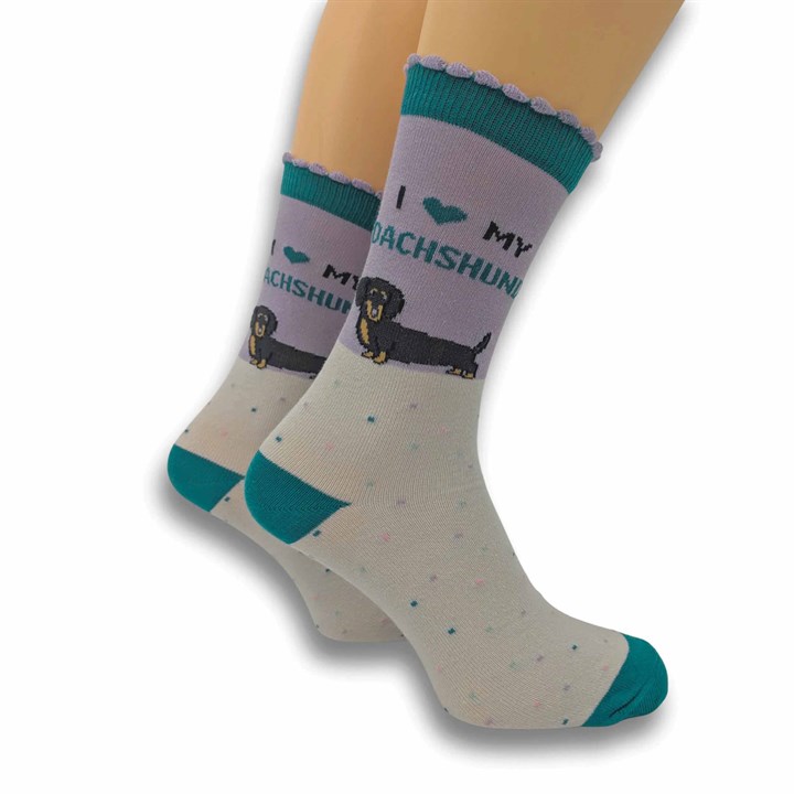 I Heart My Dachshund Socks – Size 4 – 8