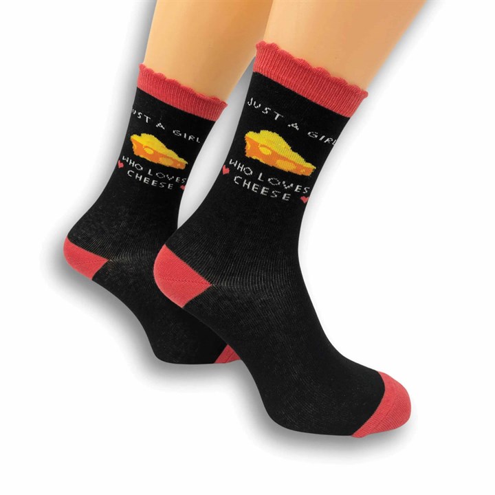 Just a Girl Who Loves Cheese Socks – Size 4 – 8