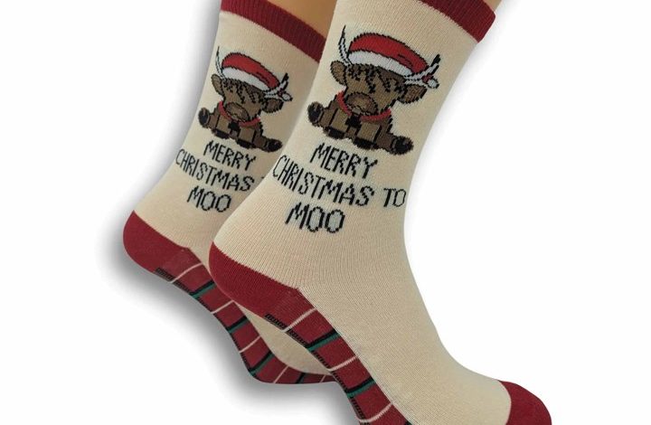 Merry Christmas to Moo Socks - Size 4 - 8