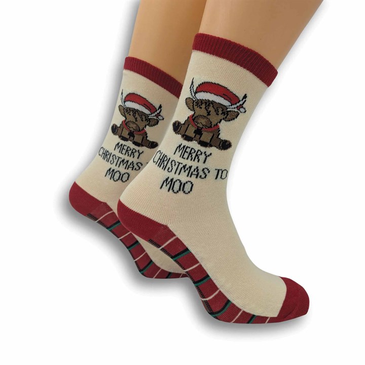Merry Christmas to Moo Socks – Size 4 – 8