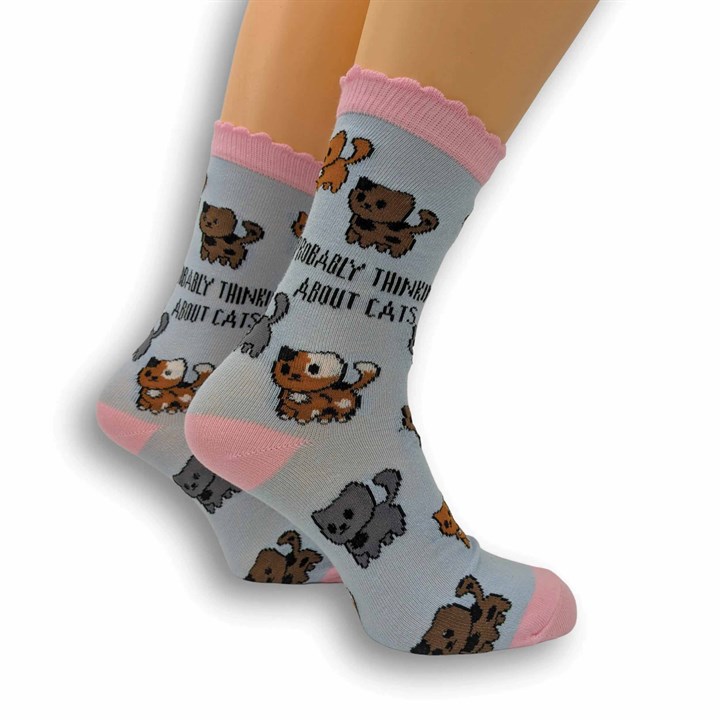 Probably Thinking About Cats Socks – Size 4 – 8