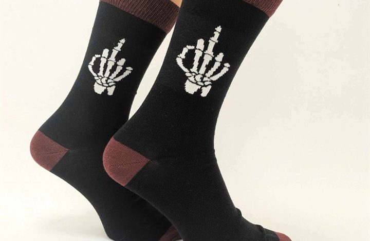 Skeleton Middle Finger Socks - Size 7 - 11