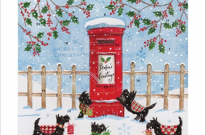 Christmas Post Scotties Mini Traditional Advent Card