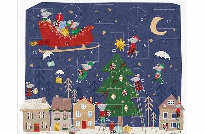 Festive Mice Mini Traditional Advent Card