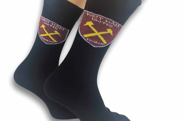 West Ham United FC Black Crest Socks - Size 7 - 11