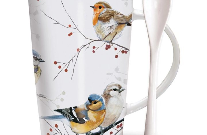 Winter Birds Choco Latte Mug with Spoon