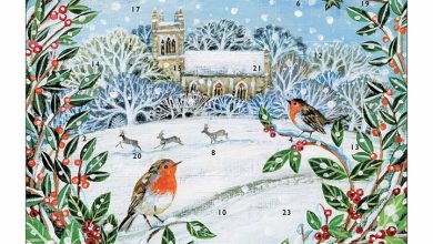 Snowy Church Scene Midi Square Traditional Advent Calendar
