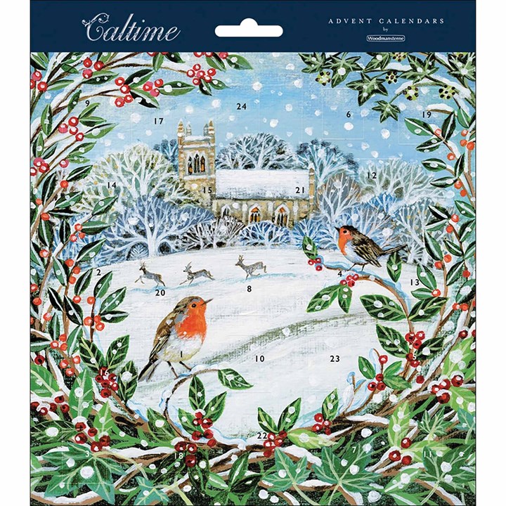 Snowy Church Scene Midi Square Traditional Advent Calendar