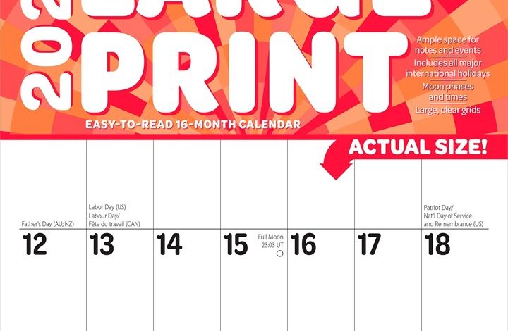 Large Print Calendar 2027