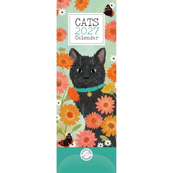 Cats Illustrated Slim Calendar 2027