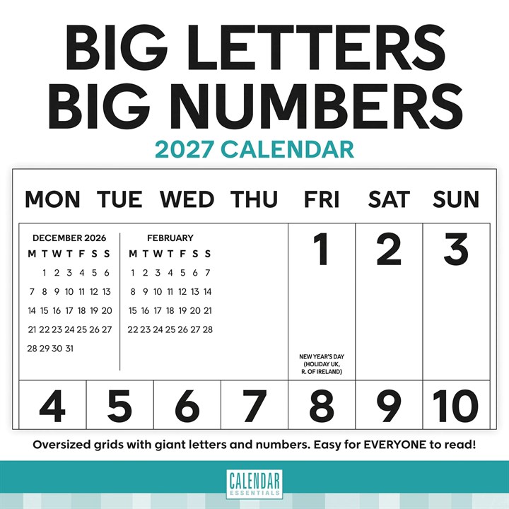 Essential, Big Letters, Big Numbers Calendar 2027