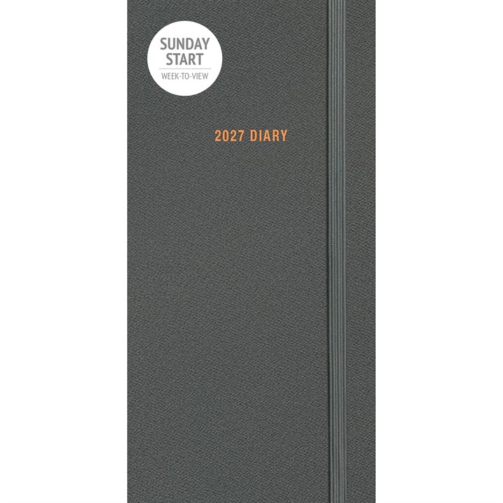 Sunday Start Charcoal Soft Touch Slim Diary 2027