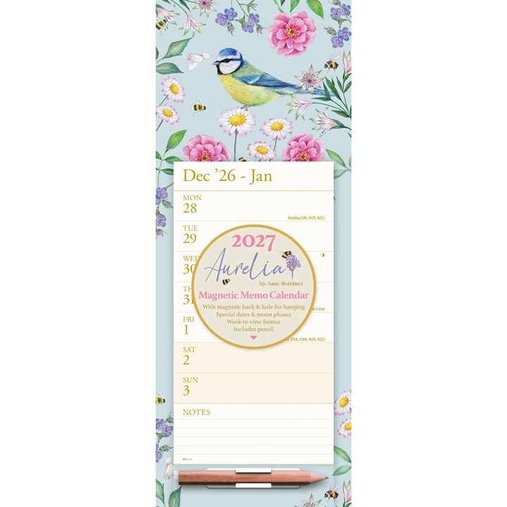 Aurelia, Blue Tit Magnetic Slim Calendar 2027
