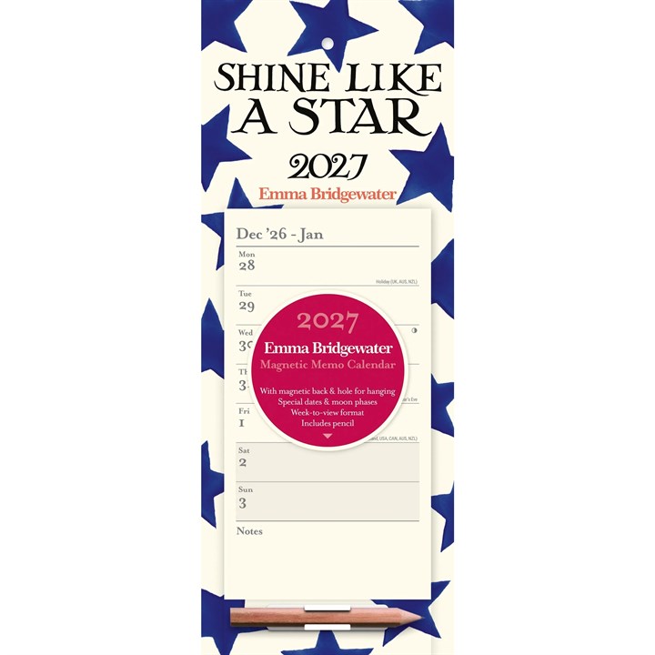 Emma Bridgewater, Blue Star Magnetic Slim Calendar 2027