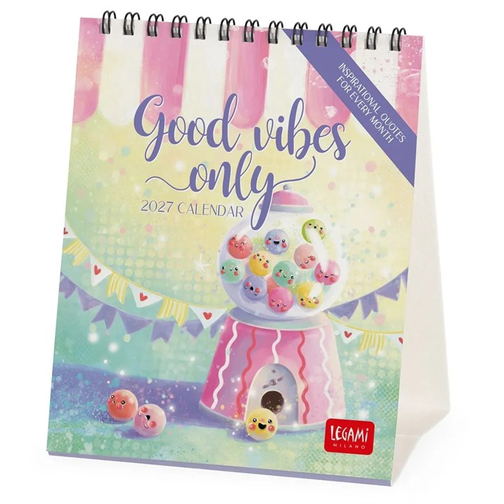 Good Vibes Only Easel Desk Calendar 2027