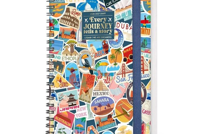 Travel Stickers Large Week To View Spiral A5 Diary 2027