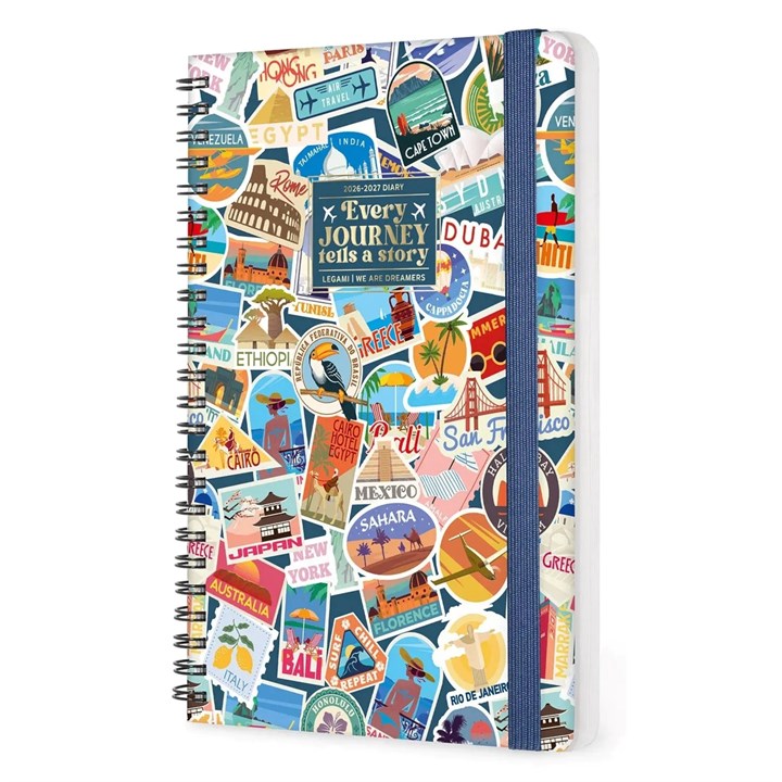 Travel Stickers Large Week To View Spiral A5 Diary 2027
