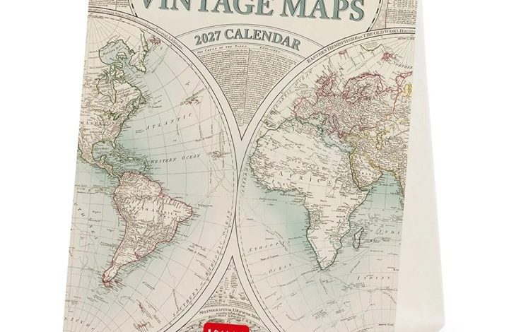 Vintage Maps Easel Desk Calendar 2027