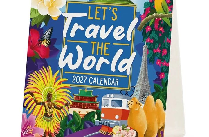 Let's Travel The World Easel Desk Calendar 2027
