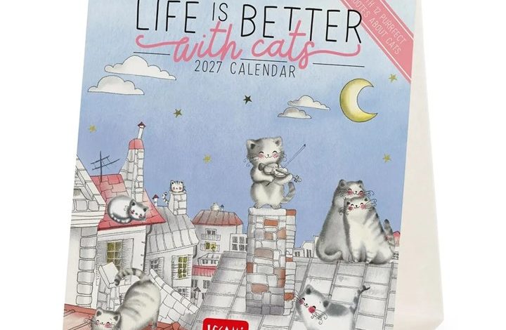 Life Is Better With Cats Easel Desk Calendar 2027
