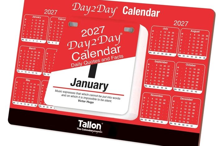 Daily Tear Off Desk Calendar 2027