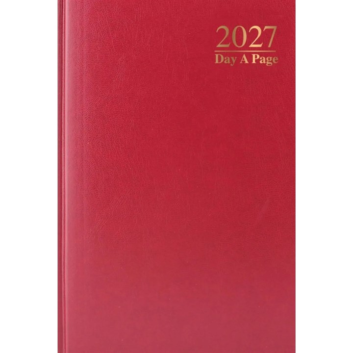 Dark Red Hardback Day To View A6 Diary 2027