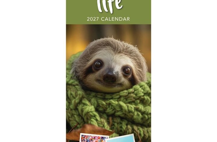 Sloth Life Slim Calendar 2027