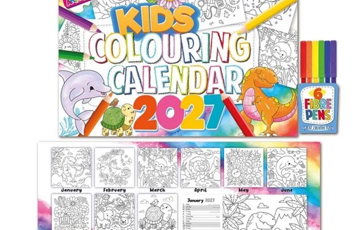 Kids Colouring A4 Calendar 2027