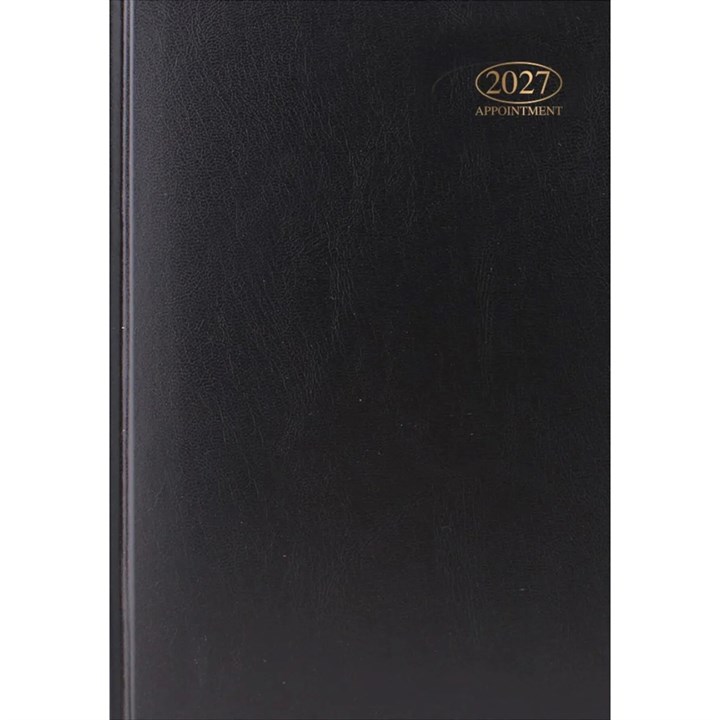 Black Hardback Day To View Appointment A4 Diary 2027