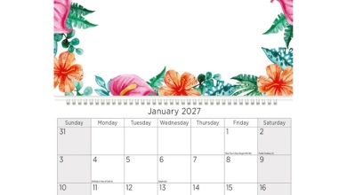 Floral Border Memo Calendar 2027
