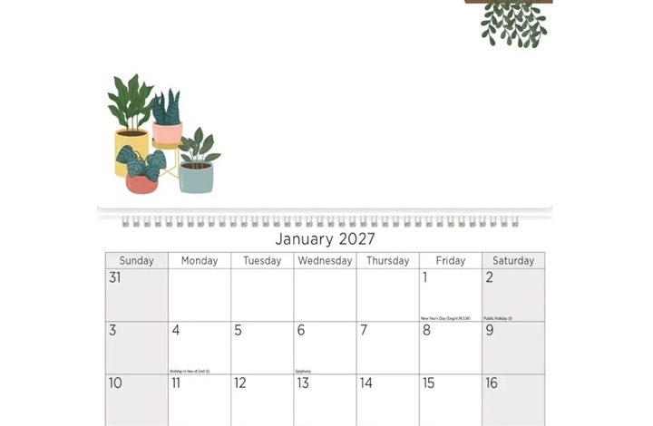 Plants Memo Calendar 2027